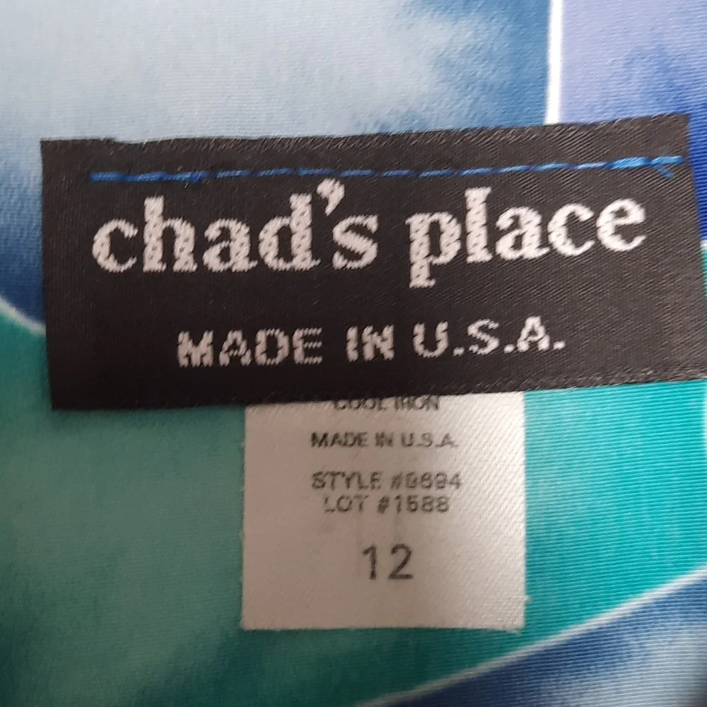 Chad's Place vintage blue fun print dress size 12 - Picture 2 of 6